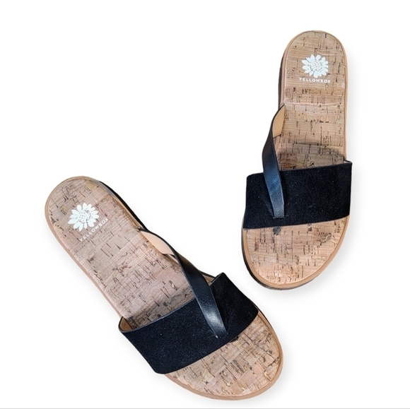 Yellow Box Barann Black Suede and Leather Strap Sandals Size 8 - Picture 16 of 16